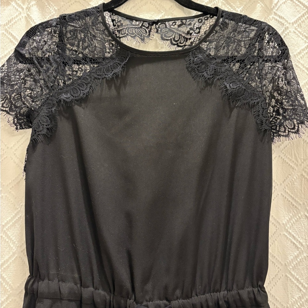 LOFT Black Jumpsuit with Lace Detailing